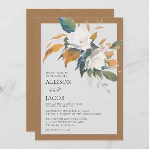 Elegant White Floral Wedding Invitation