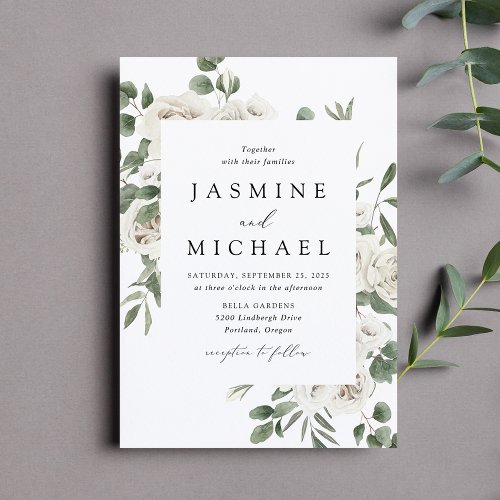 Elegant White Floral Wedding Invitation