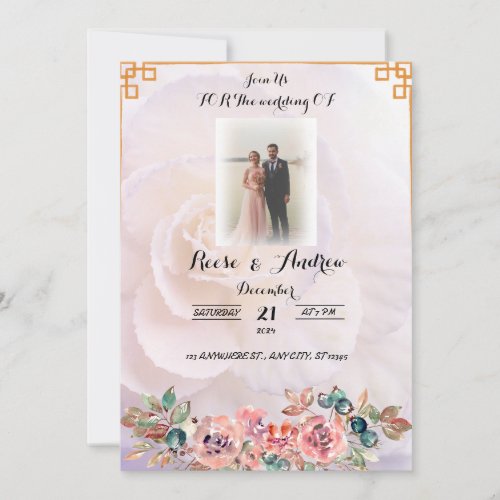 Elegant White Floral Wedding Invitation