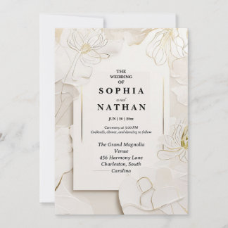Elegant White Floral Wedding Invitation | Customiz