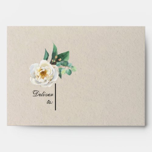 Elegant White Floral Wedding Invitation Envelope