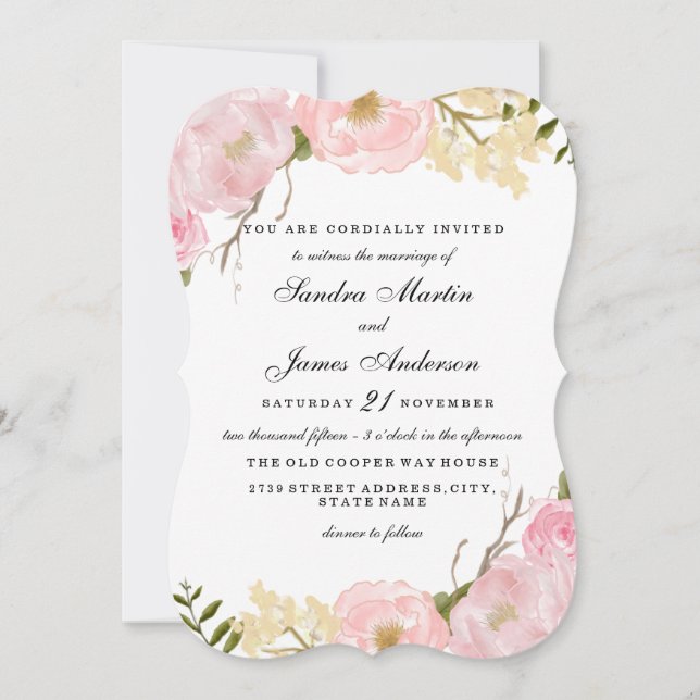 Elegant White Floral Wedding Invite (Front)