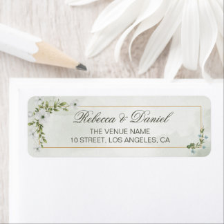 Elegant White Floral Wedding Label