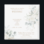 Elegant  White Floral Wedding Magnet<br><div class="desc">White Floral Wedding  invitation magnet.  Square.  White Floral.  Foliage.  Elegant.</div>
