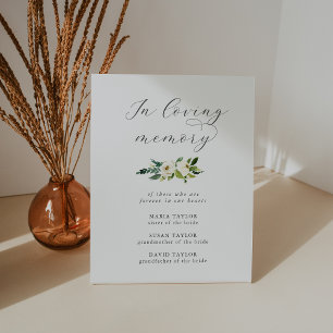 Elegant White Floral Wedding Memorial Pedestal Sign