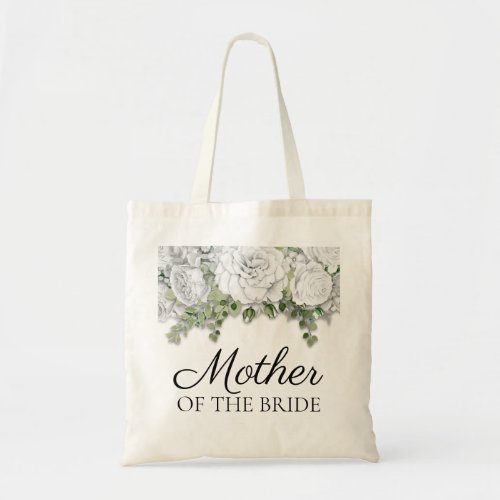 Elegant White Floral Wedding Mother of Bride Tote Bag