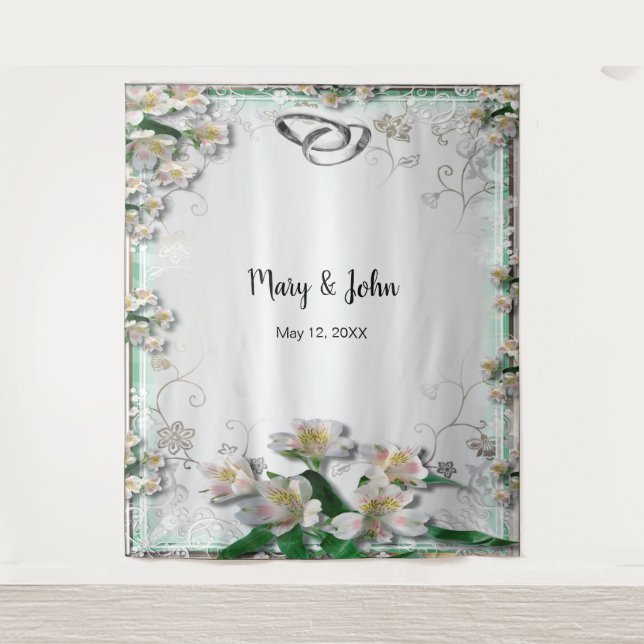Elegant White Floral Wedding Photo Backdrop (Front)