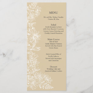 Elegant White Floral Wedding Reception Menu