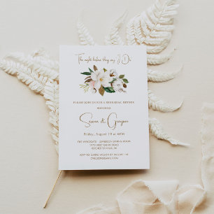 Elegant White Floral Wedding Rehearsal Dinner Invitation