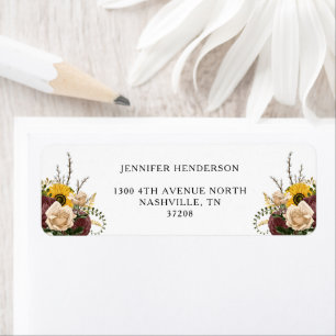  Elegant White Floral Wedding Return Address Label