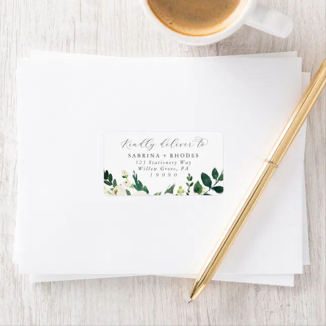 Elegant White Floral Wedding RSVP Address Labels | Zazzle