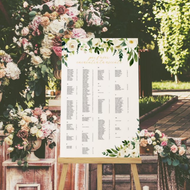 Elegant White Floral | Wedding Seating Chart Foam Board (Creator Uploaded)