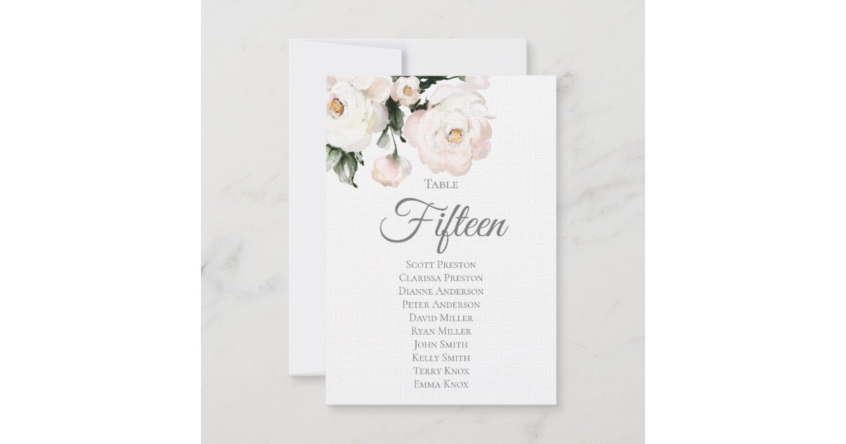 Assignment Card Elegant White Floral Wedding Table Assignment Card | Zazzle