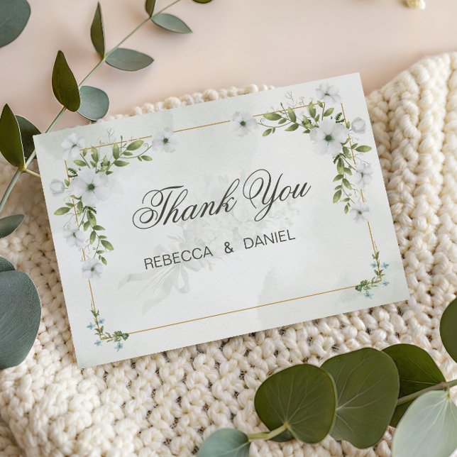 Elegant White Floral Wedding Thank You Card (Creator Uploaded)