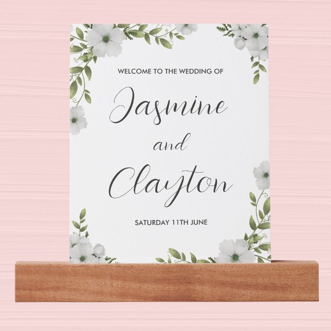 Elegant White Floral Wedding Welcome Picture Ledge (Creator Uploaded)