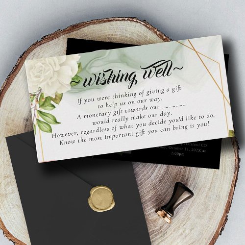 Elegant White Floral Wishing Well for Wedding Enclosure Card
