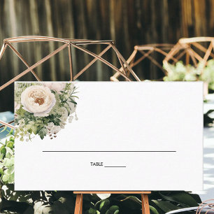 Elegant White Flower Bouquet Watercolor  Place Card