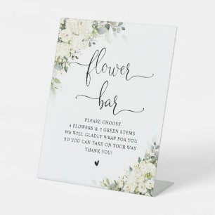 Elegant White Flower Bridal Shower Flower Bar Sign
