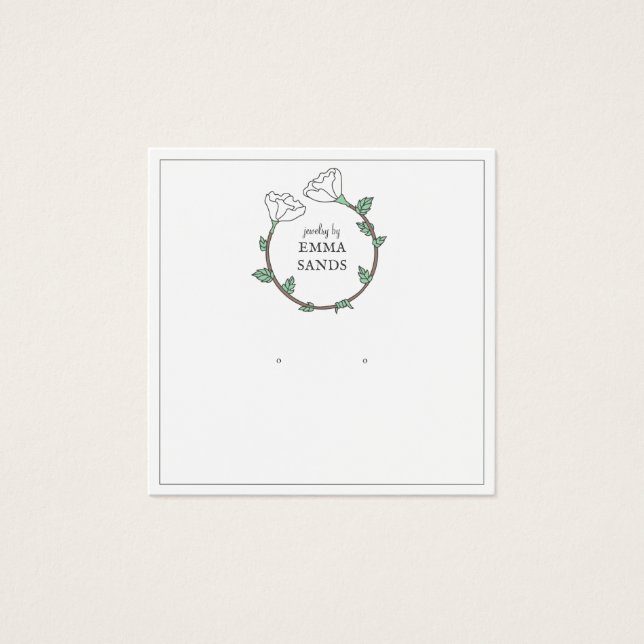 Elegant White Flower Earring Jewelry Display Card (Front)