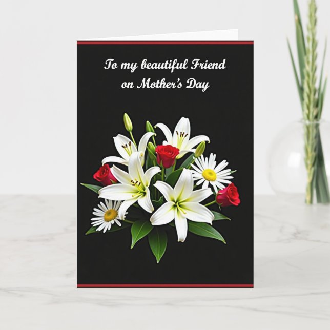 Elegant White Flower Friend Card (Front)