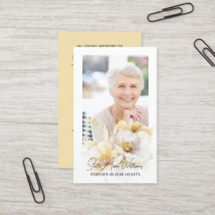 Elegant White Flower Memorial Prayer Photo Card