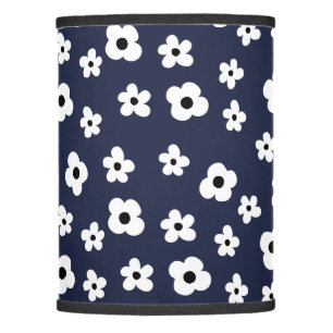 Elegant White Flower Pattern - Dark Blue Lamp Shade