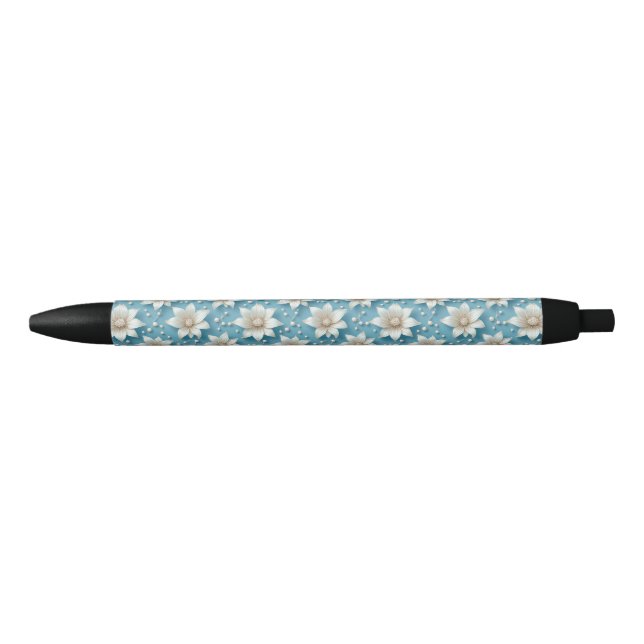 Elegant White Flower Pattern With Pearls Pen (Front)