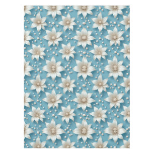 Elegant White Flower Pattern With Pearls Tablecloth