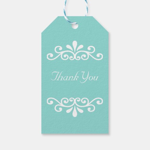 Elegant White Flower Vector on Teal Thank You Gift Tags