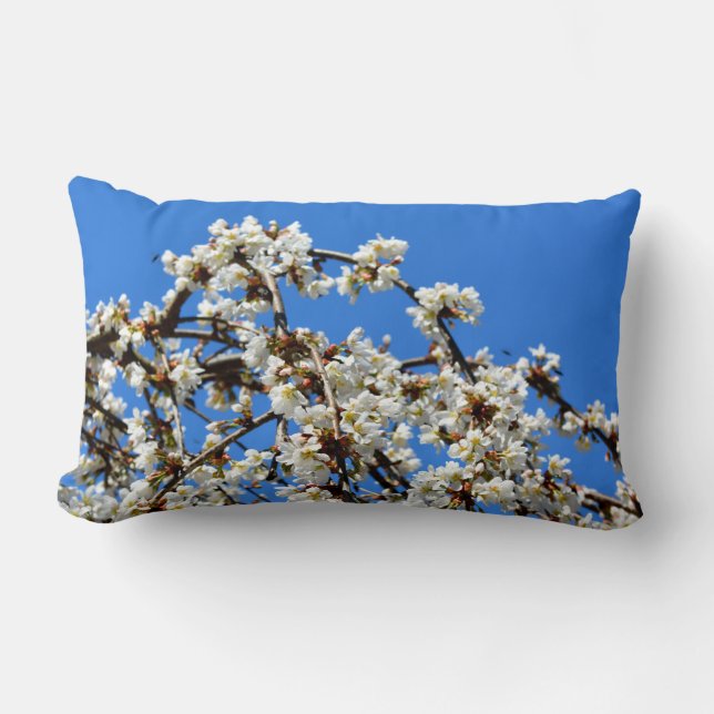 Elegant white flowering blossoms  lumbar pillow (Front)