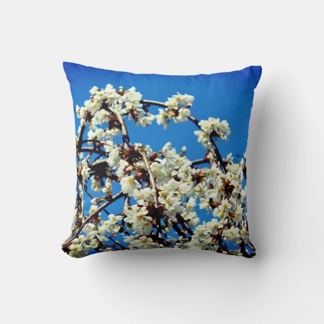 Elegant white flowering blossoms  throw pillow (Front)