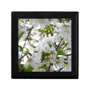 Elegant White flowering tree Blossoms photo Keepsake Box