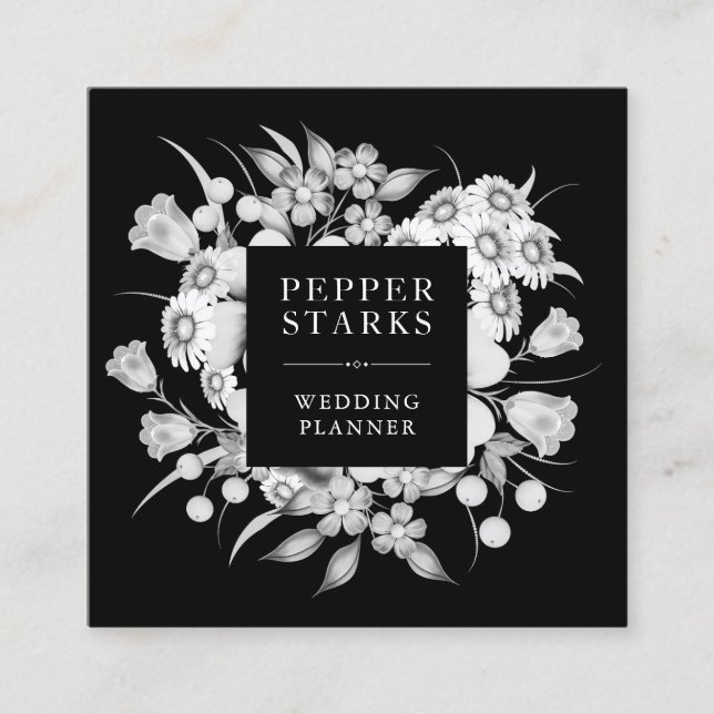 Elegant White Flowers Bouquet | Business Card (Front)