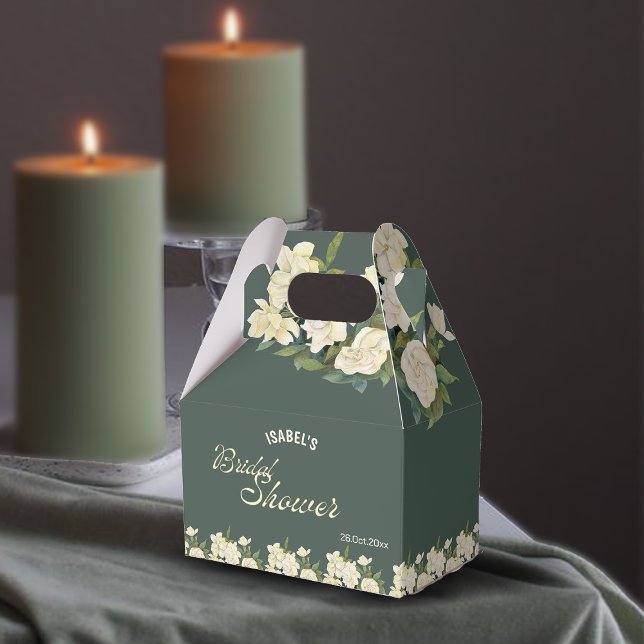 Elegant White Flowers Bridal Shower Favor Boxes (Creator Uploaded)