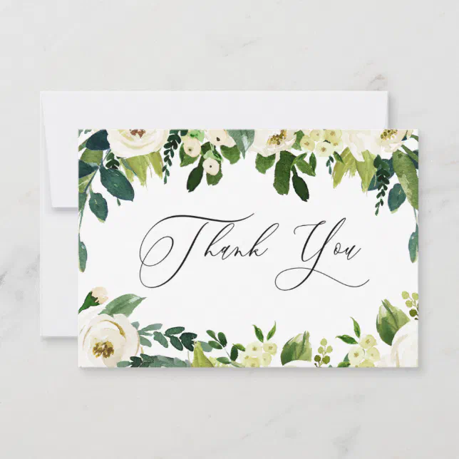 Elegant White Flowers Elegant Thank You Card | Zazzle