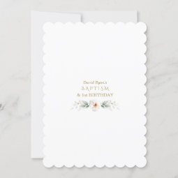 Elegant White Flowers Gold Baptism 1st Birthday Invitation | Zazzle