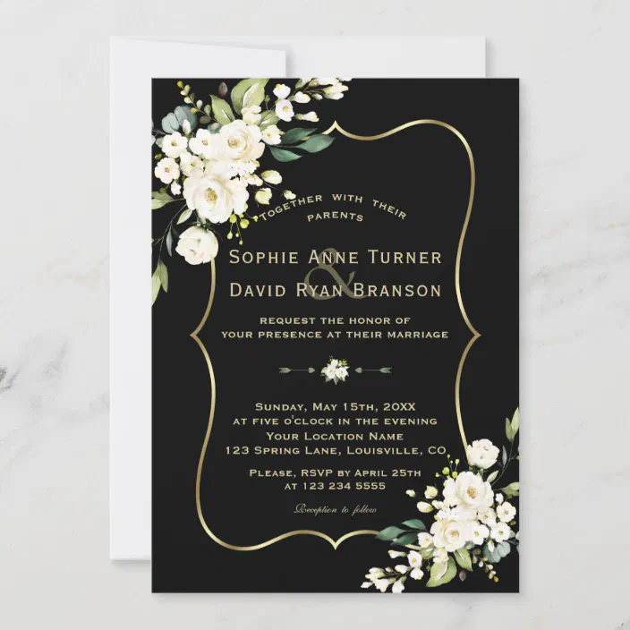 Day Evening RSVP Shabby Chic Floral Illustration Postcard Wedding Invitation 
