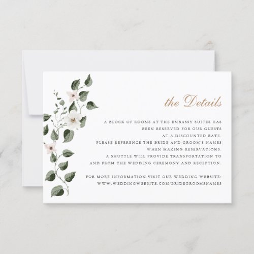 Elegant White Flowers Ivy Greenery Wedding Details Invitation