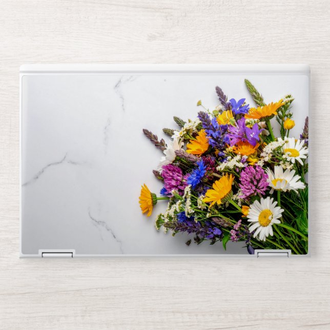 Elegant White &Flowers Marble HP Laptop Skin (Front)
