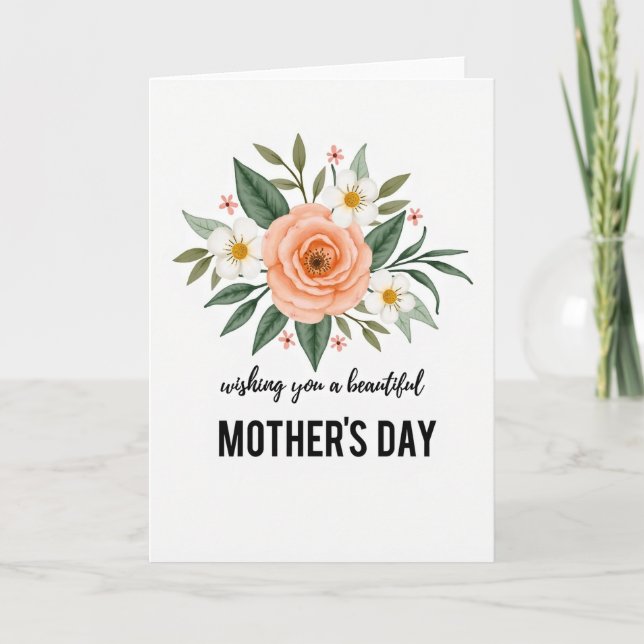 Elegant White Flowers Mothers Day Card (Front)