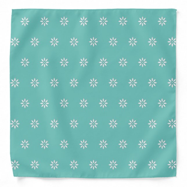 Elegant white flowers on teal bandana (Front)