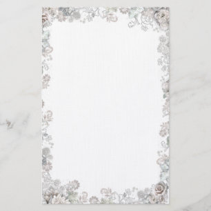 Elegant White Flowers Stationery