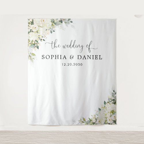 Elegant White Flowers Wedding Backdrops Banner