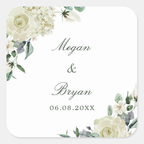 Elegant White Flowers Wedding Envelope Seals