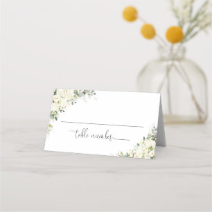 Elegant White Flowers Wedding Folded Place Card