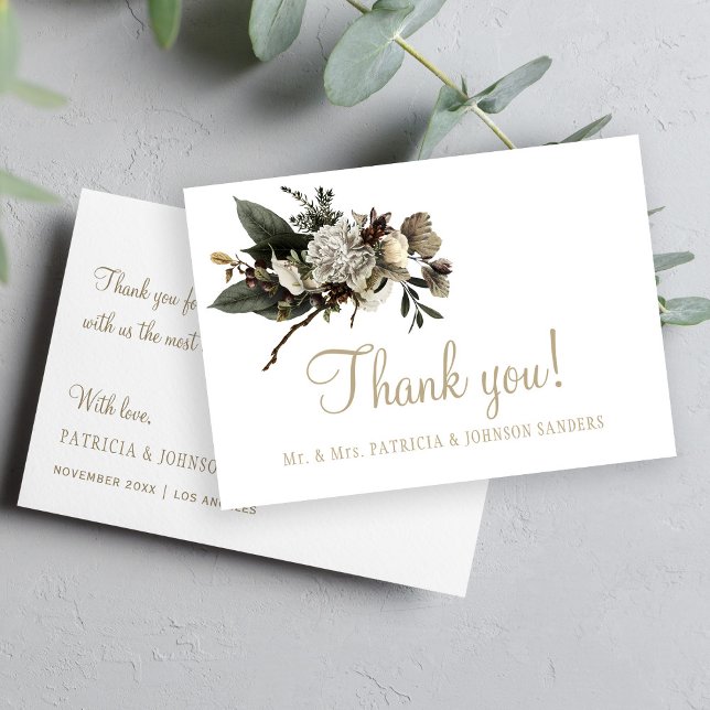 Elegant white flowers wedding thank you card (Creator Uploaded)