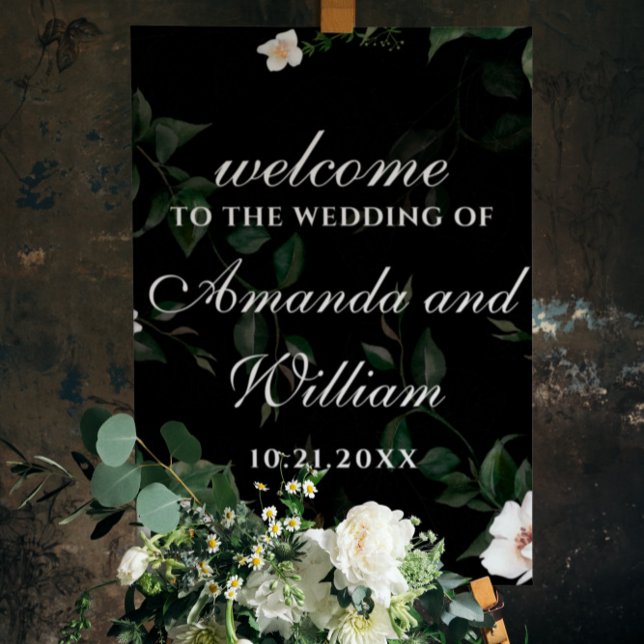 Elegant White Flowers Wedding Welcome Sign (Creator Uploaded)