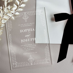 Elegant White Frame Timeless Formal Wedding Acrylic Invitations