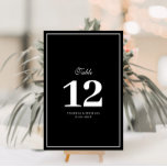 Elegant white frame wedding table number<br><div class="desc">white frame design with black blackground wedding table number.</div>