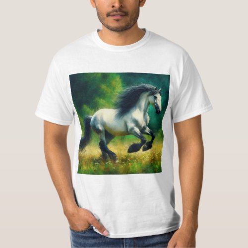 Elegant white galloping horse T_Shirt